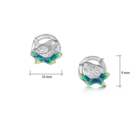 Wren Silver Stud Earrings in Spring Enamel
