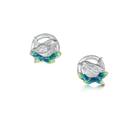 Wren Silver Stud Earrings in Spring Enamel by Sheila Fleet Jewellery