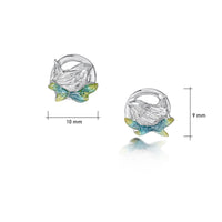 Wren Silver Stud Earrings in Summer Enamel by Sheila Fleet Jewellery