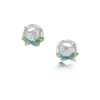 Wren Silver Stud Earrings in Summer Enamel by Sheila Fleet Jewellery