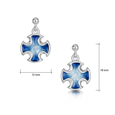 Sinclair Cross Drop Earrings in Jarl Blue Enamel by Sheila Fleet Jewellery