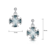 Sinclair Cross Drop Earrings in Silver Grey Enamel by Sheila Fleet Jewellery