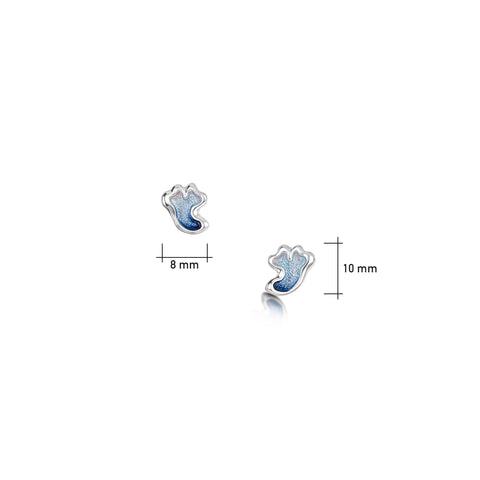 Sea Moss Petite Stud Earrings in Sea Blue Enamel