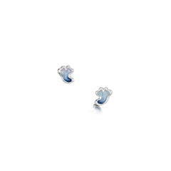 Sea Moss Petite Stud Earrings in Sea Blue Enamel