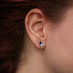 Sea Moss Petite Stud Earrings in Sea Pink Enamel by Sheila Fleet Jewellery