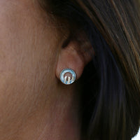 Orkney Spirit Stud Earrings in Blue Grey Enamel by Sheila Fleet Jewellery