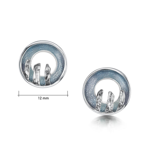 Orkney Spirit Stud Earrings in Blue Grey Enamel by Sheila Fleet Jewellery