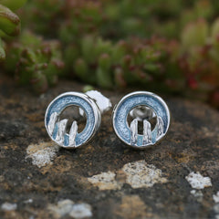 Orkney Spirit Stud Earrings in Blue Grey Enamel by Sheila Fleet Jewellery
