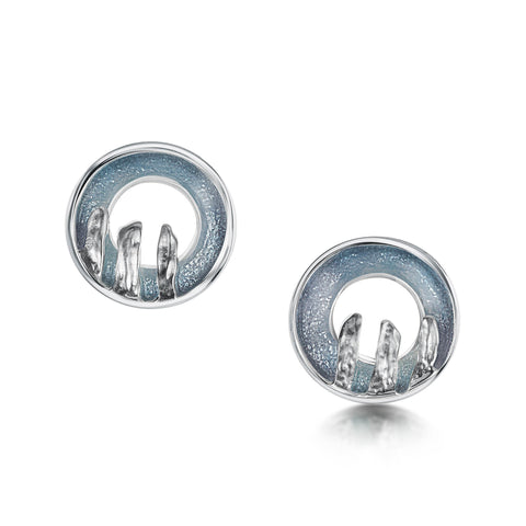 Orkney Spirit Stud Earrings in Blue Grey Enamel by Sheila Fleet Jewellery