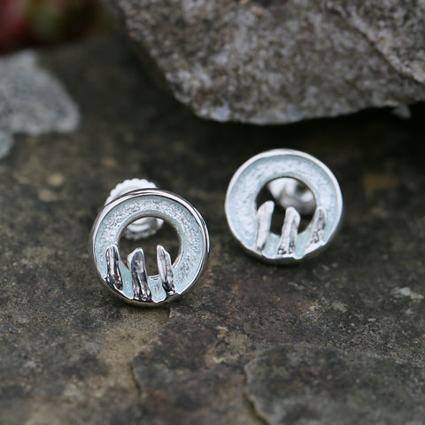 Orkney Spirit Stud Earrings in Dew Enamel by Sheila Fleet Jewellery