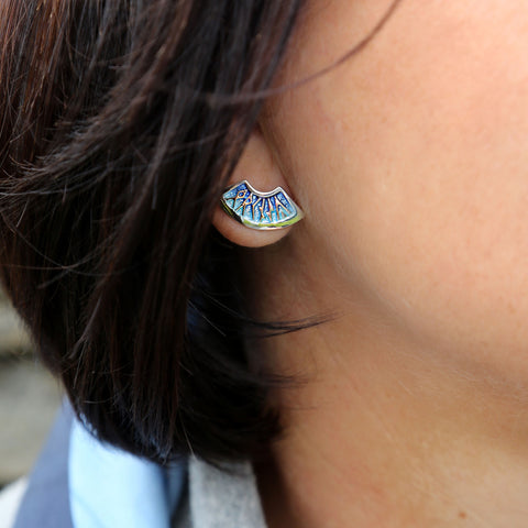 Runic Small Stud Earrings in Skaill Enamel by Sheila Fleet Jewellery