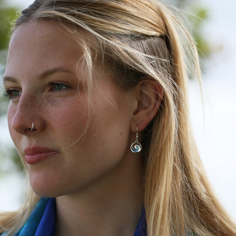 Pentland Enamel Small Drop Earrings in Sterling Silver by Sheila Fleet Jewellery