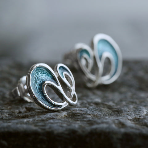 Storm Small Enamel Stud Earrings in Sterling Silver by Sheila Fleet Jewellery