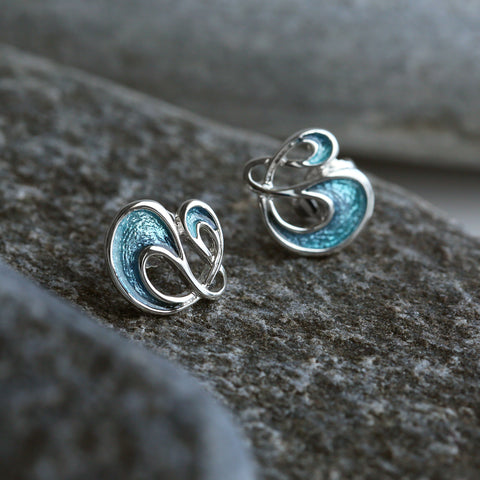 Storm Small Enamel Stud Earrings in Sterling Silver by Sheila Fleet Jewellery