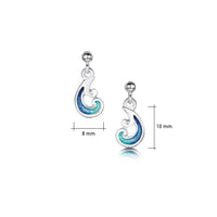 Bow Waves Small Enamel Drop Earrings in Sterling Silver by Sheila Fleet Jewellery