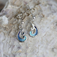 Bow Waves Small Enamel Drop Earrings in Sterling Silver by Sheila Fleet Jewellery
