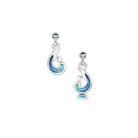 Bow Waves Small Enamel Drop Earrings in Sterling Silver by Sheila Fleet Jewellery