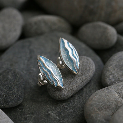 Sands of Time Stud Earrings in Ice Enamel by Sheila Fleet Jewellery
