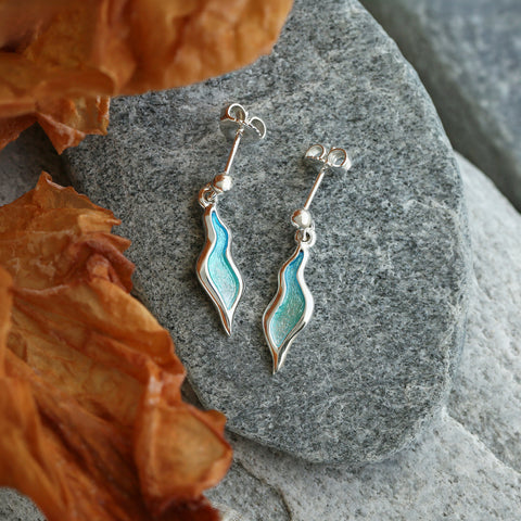 River Ripples Small Drop Earrings in Shallows Enamel by Sheila Fleet Jewellery