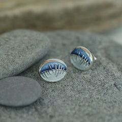 Skyran 'She' Enamel Stud Earrings in Sterling Silver by Sheila Fleet Jewellery