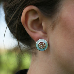 Creel Silver Pool Stud Earrings in Surf Enamel by Sheila Fleet Jewellery