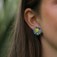 Daisies at Dawn Dress Stud Earrings in SCAA Enamel by Sheila Fleet Jewellery