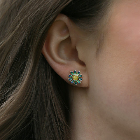 Daisies at Dawn Stud Earrings in SCAA Enamel by Sheila Fleet Jewellery