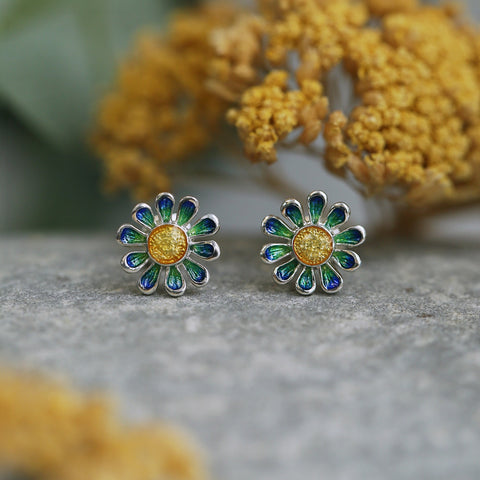 Daisies at Dawn Stud Earrings in SCAA Enamel by Sheila Fleet Jewellery