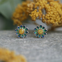 Daisies at Dawn Stud Earrings in SCAA Enamel by Sheila Fleet Jewellery