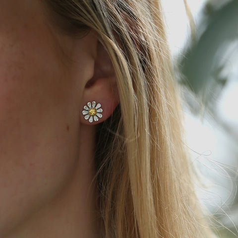 Daisies at Dawn Enamel Stud Earrings by Sheila Fleet Jewellery