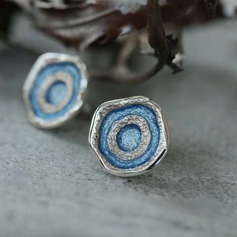 Brodgar Eye Enamelled Stud Earrings in Sterling Silver by Sheila Fleet Jewellery