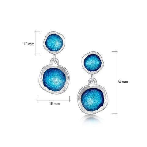 Lunar Bright Double Drop Earrings in Tropical Enamel by Sheila Fleet Jewellery