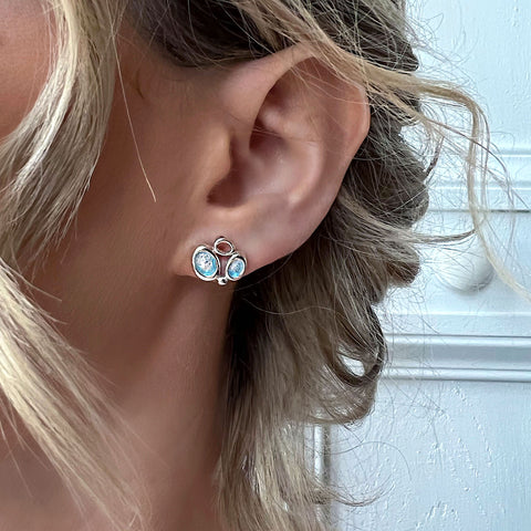 Arctic Stream Small Stud Earrings in Arctic Blue Enamel