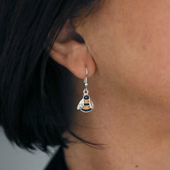 Bumblebee Enamel Drop Earrings in Sterling Silver
