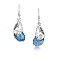 Mussel 2-Part Drop Earrings in Mussel Blue Enamel by Sheila Fleet Jewellery