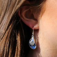 Mussel 2-Part Drop Earrings in Mussel Blue Enamel by Sheila Fleet Jewellery