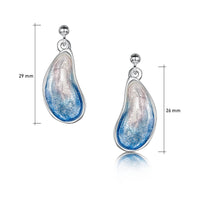 Mussel Medium Drop Earrings in Mussel Blue Enamel by Sheila Fleet Jewellery