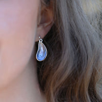 Mussel Medium Drop Earrings in Mussel Blue Enamel by Sheila Fleet Jewellery