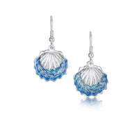 Scallop 2-Part Drop Earrings in Scallop Blue Enamel by Sheila Fleet Jewellery