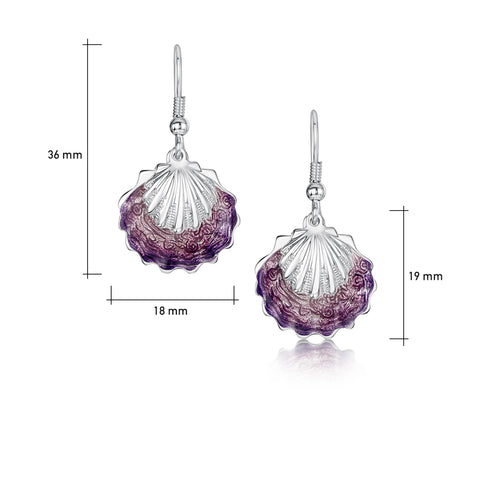 Scallop 2-Part Drop Earrings in Scallop Pink Enamel by Sheila Fleet Jewellery