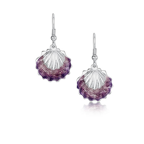 Scallop 2-Part Drop Earrings in Scallop Pink Enamel by Sheila Fleet Jewellery