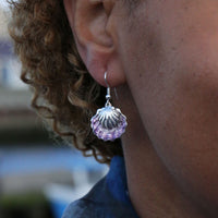 Scallop 2-Part Drop Earrings in Scallop Pink Enamel by Sheila Fleet Jewellery
