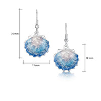 Scallop Drop Earrings in Scallop Blue Enamel by Sheila Fleet Jewellery