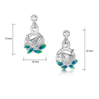 Wren Silver Drop Earrings in Spring Enamel by Sheila Fleet Jewellery