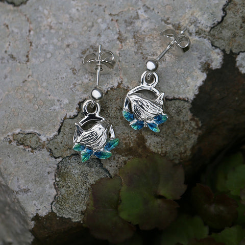 Wren Silver Drop Earrings in Spring Enamel by Sheila Fleet Jewellery