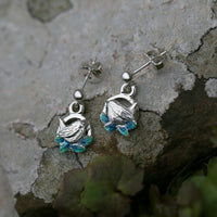 Wren Silver Drop Earrings in Spring Enamel by Sheila Fleet Jewellery