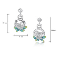 Wren Silver Drop Earrings in Summer Enamel by Sheila Fleet Jewellery
