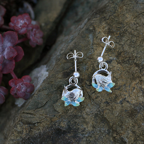 Wren Silver Drop Earrings in Summer Enamel by Sheila Fleet Jewellery