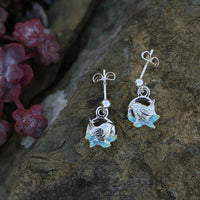 Wren Silver Drop Earrings in Summer Enamel by Sheila Fleet Jewellery