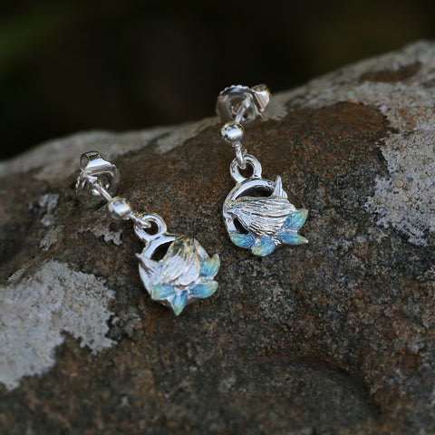 Wren Silver Drop Earrings in Summer Enamel by Sheila Fleet Jewellery